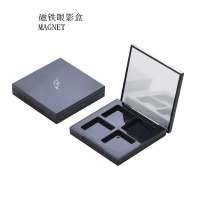 Custom Matte Black Square Empty Eyeshadow 4 Color Pallet Magnetic Case with Mirror