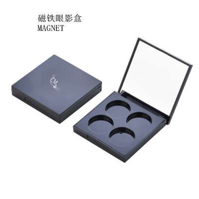 Custom Black Square Empty Plastic Eyeshadow 4 Palette Magnetic Case Makeup