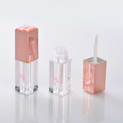 Custom 3ml Pink Empty Plastic Square Rhinestone Lip Gloss Tubes Container